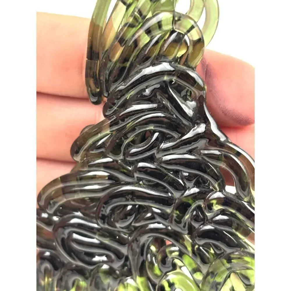 VTG Green 24% Lead Crystal Christmas Tree Peter Kaspar Art Glass‎ Unique Rare